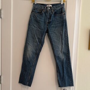 Mid-Rise Button-Fly Blue Jeans